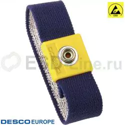 DescoEurope 229978, Антистатический браслет тканевый (синий, кнопка 10 мм)