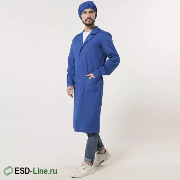 EZ-M130.11, Антистатический халат мужской, синий