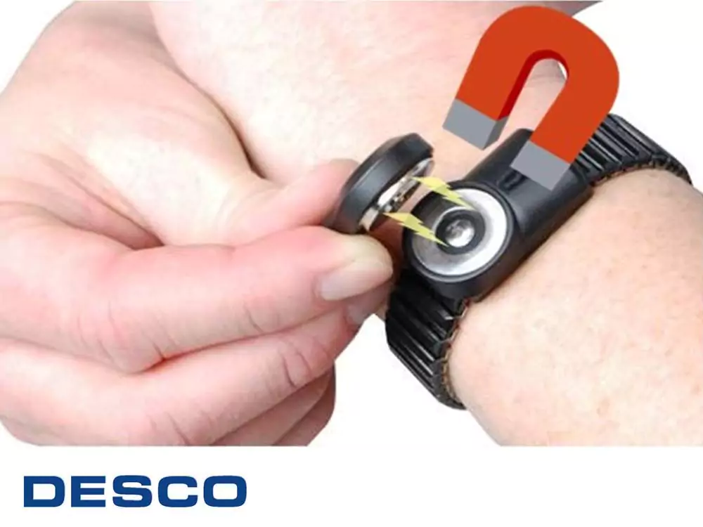 Desco 19903, Антистатический браслет с проводом (MagSnap 360™, двухконтурный, S, 3.6м)