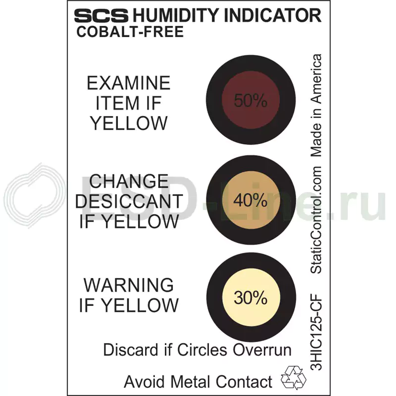 SCS 3HIC125-CF, Индикаторы влажности (3 знач., 125шт./упак.), SCS (DESCO)