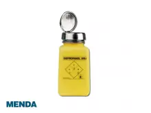 MENDA 35278, Антистатическая емкость (бутылка) с дозатором One-Touch Pump для растворителей (IPA, желтый, 180 мл)