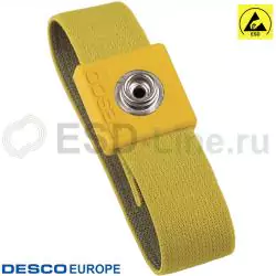 DescoEurope 229984, Антистатический браслет тканевый (желтый, кнопка 10 мм)