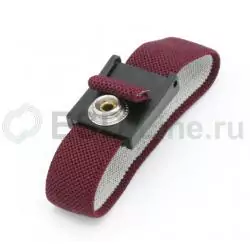 EL-929982, Антистатический браслет тканевый (красный, кнопка 10 мм)
