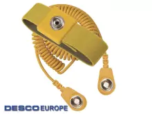 DescoEurope 229830, Антистатический браслет тканевый и витой провод (желтый, гнездо 10 мм)