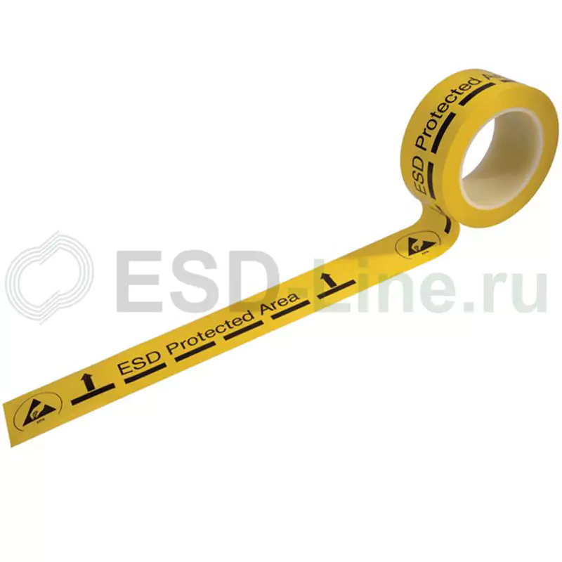 EL-910310, Клейкая лента желтого цвета с маркировкой ESD (50ММх33М)