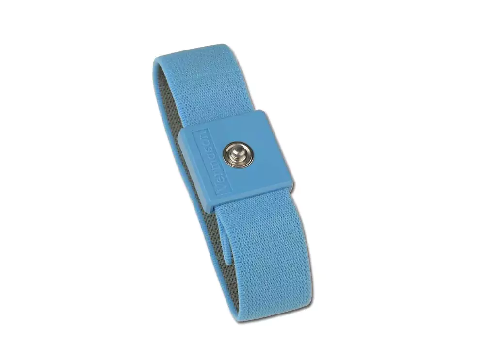 VERMASON 229710, Антистатический браслет тканевый (голубой, кнопка 4 мм)