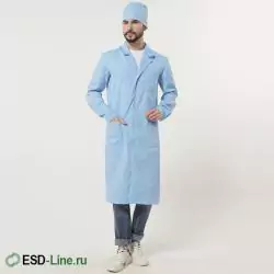 EZ-M130.11, Антистатический халат, мужской, голубой