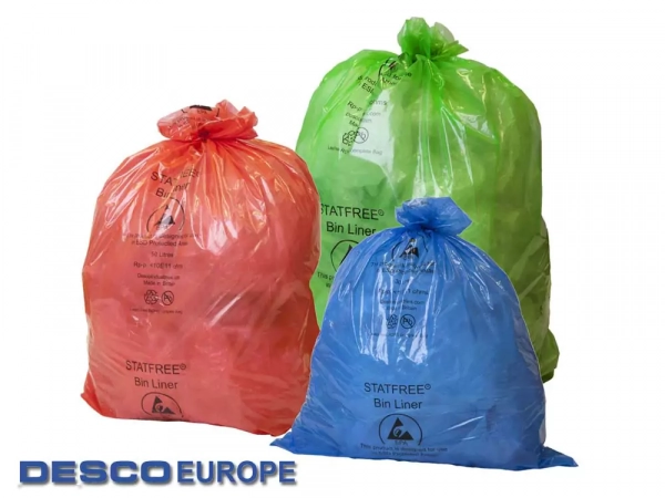 DescoEurope 239230, Антистатические пакеты для мусора (голубой, 30л, 100 шт/упак.)